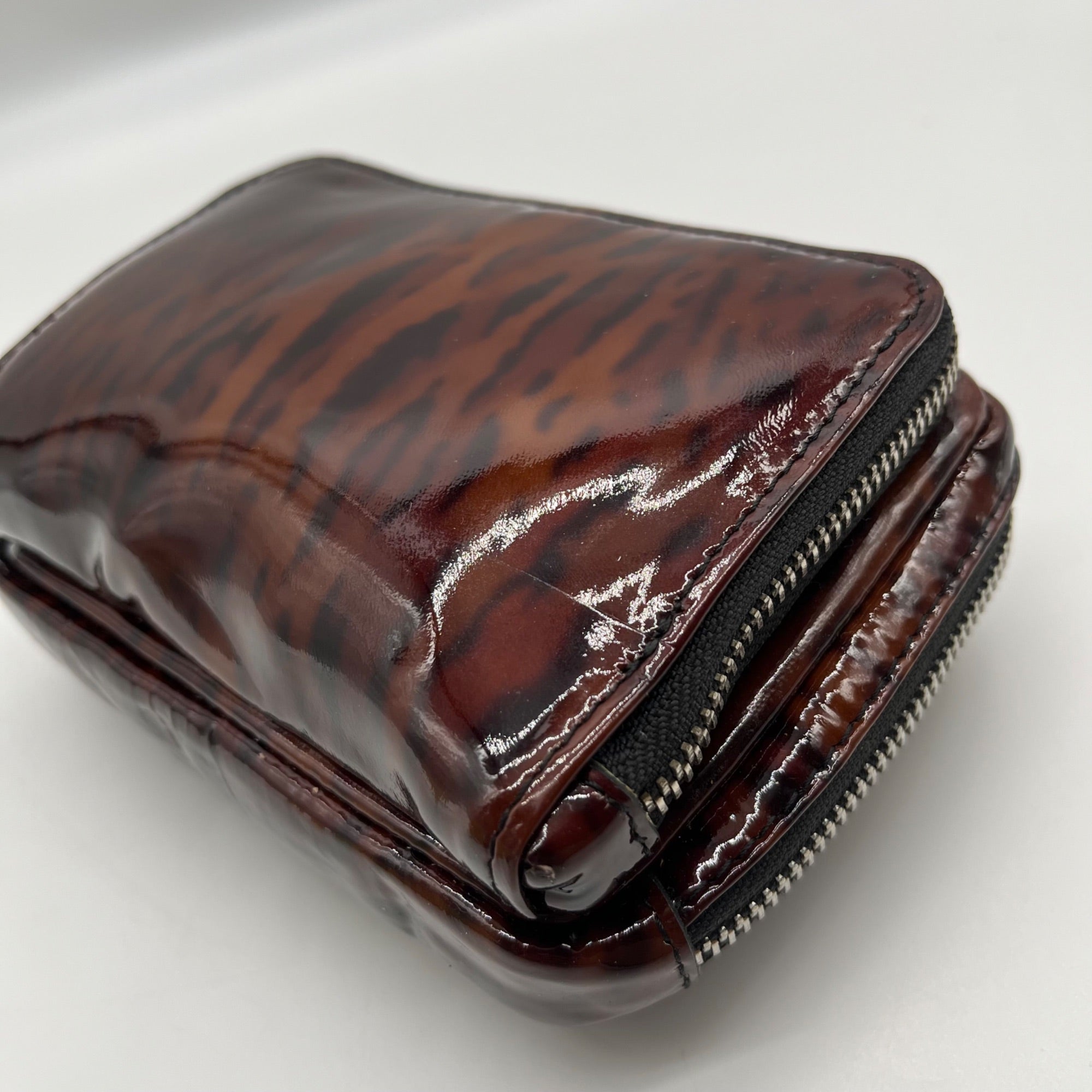 Brighton Brown Wild Tiger Patent Leather Brazos Crossbody