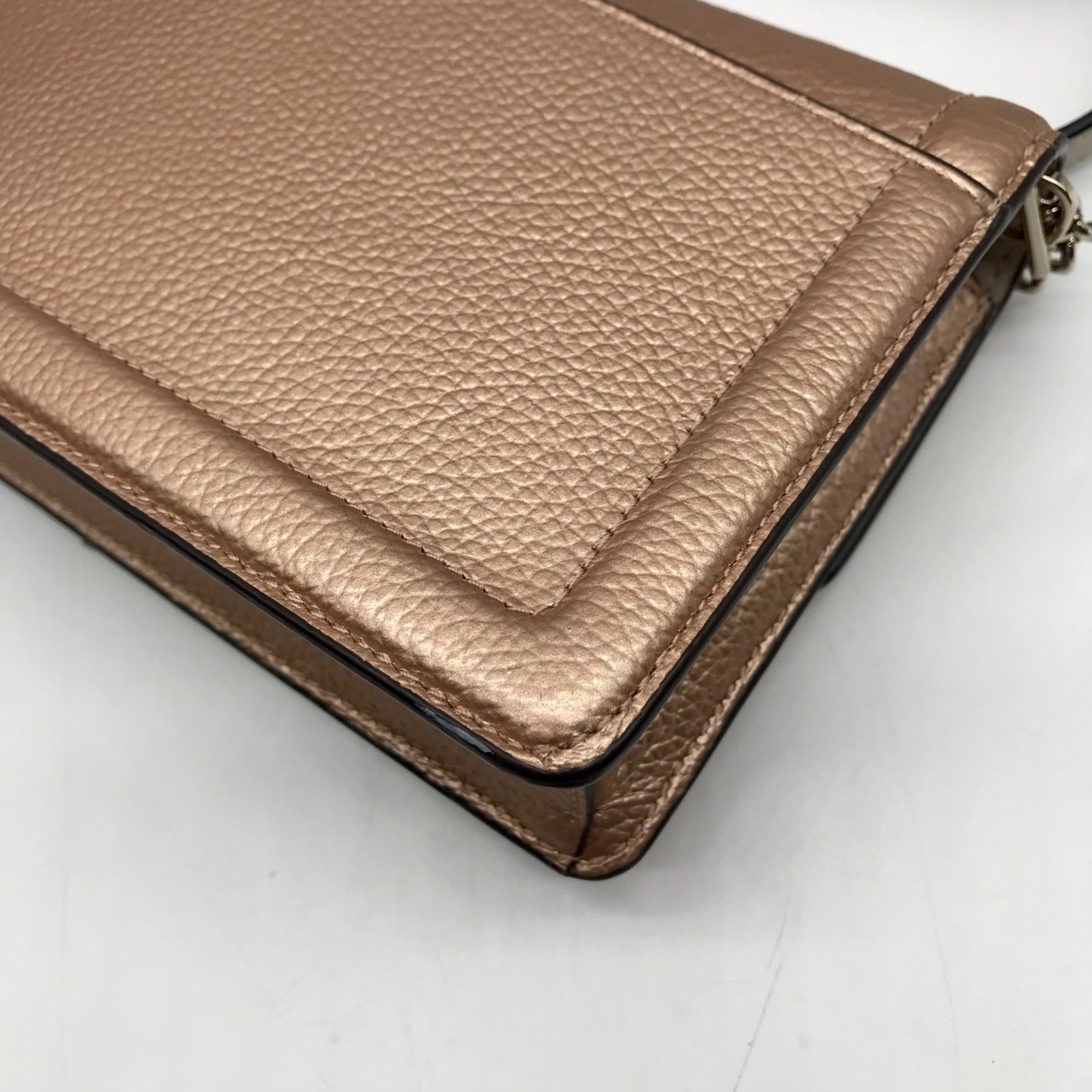 Kate Spade Rose Gold Pebbled Leather Knott Flap Crossbody Bag
