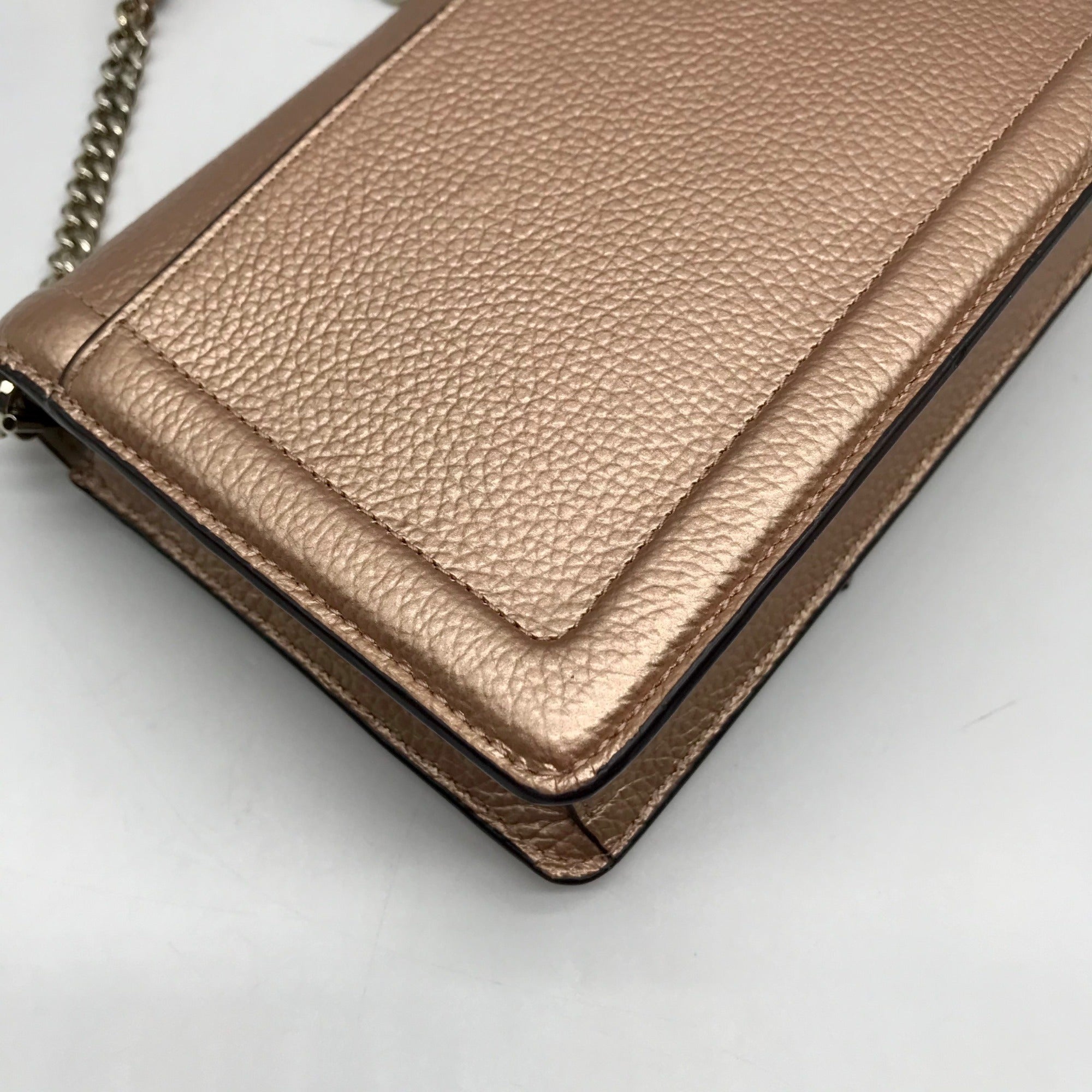 Kate Spade Rose Gold Pebbled Leather Knott Flap Crossbody Bag