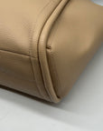 MMS Brands Beige Pebbled Leather Hobo-Style Shoulder Bag