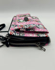 Ed Hardy Pink Faux Leather Skull Convertible Wallet