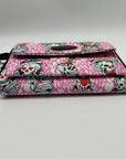 Ed Hardy Pink Faux Leather Skull Convertible Wallet