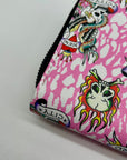 Ed Hardy Pink Faux Leather Skull Convertible Wallet