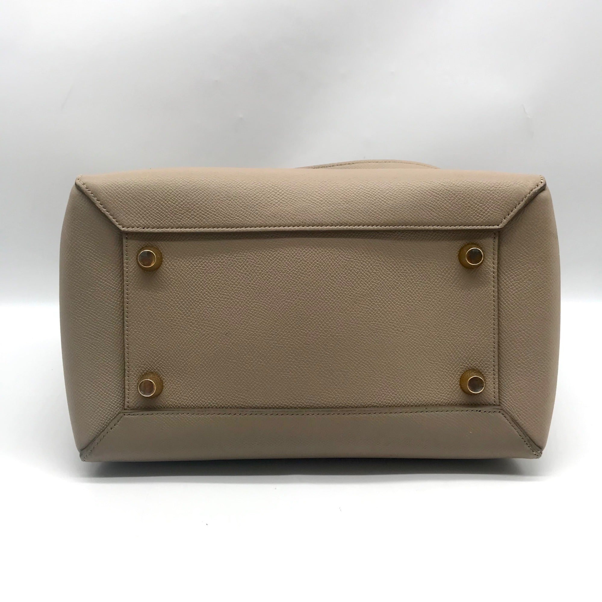 Celine Taupe Grained Calfskin Belt Satchel