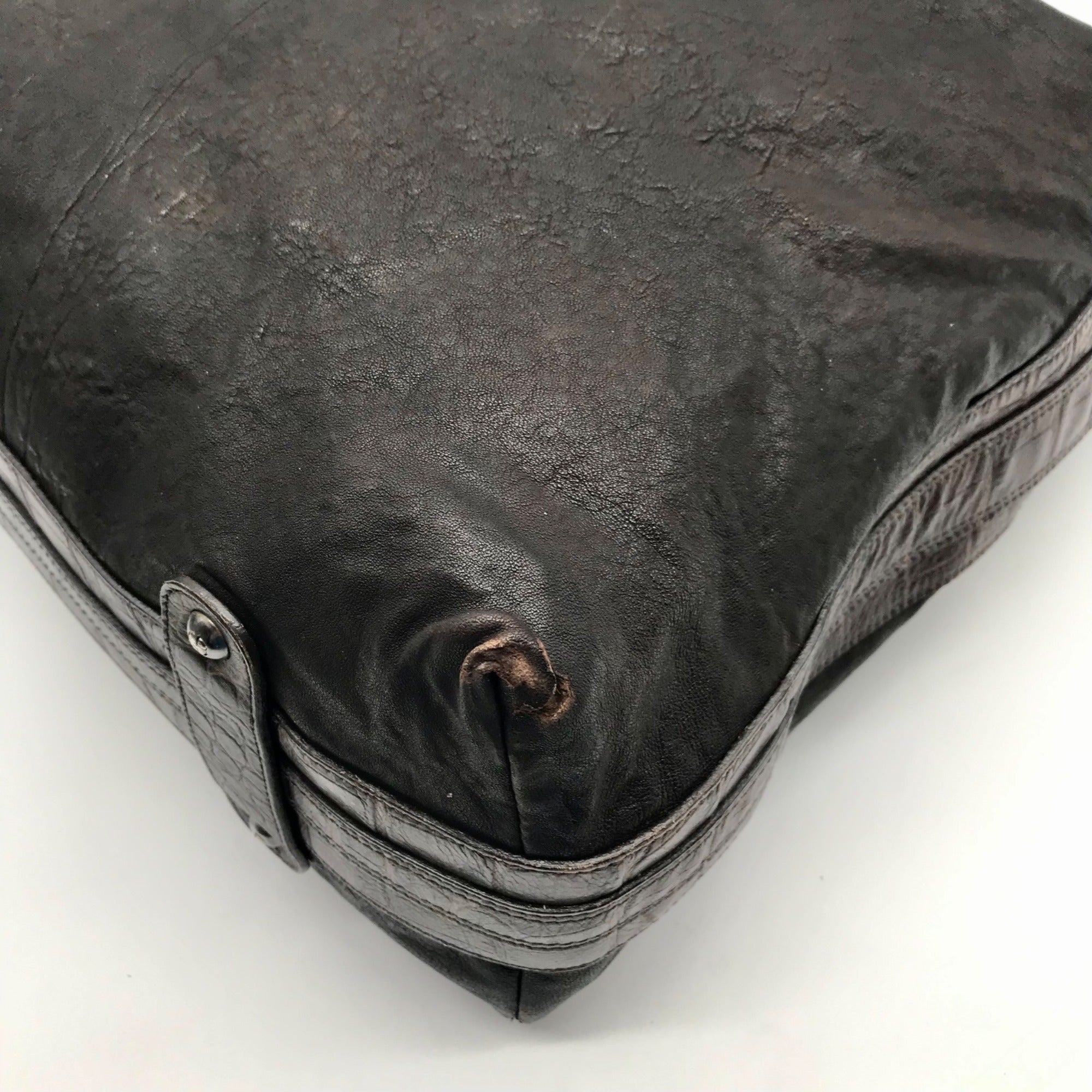 Giorgio Armani Dark Brown Leather Hobo Bag