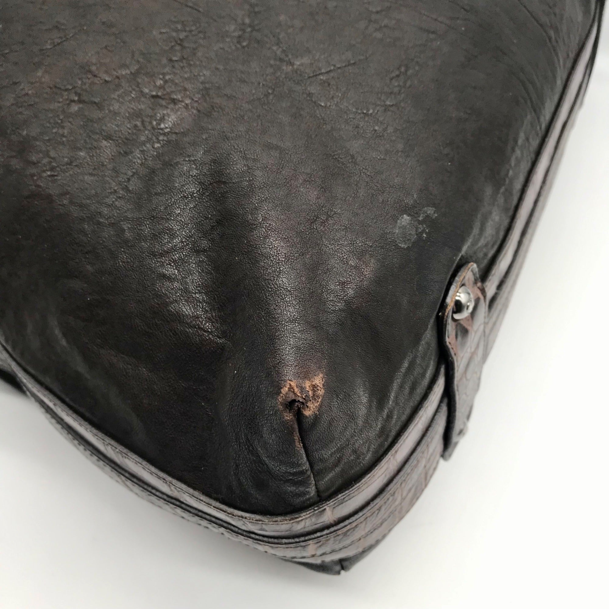 Giorgio Armani Dark Brown Leather Hobo Bag
