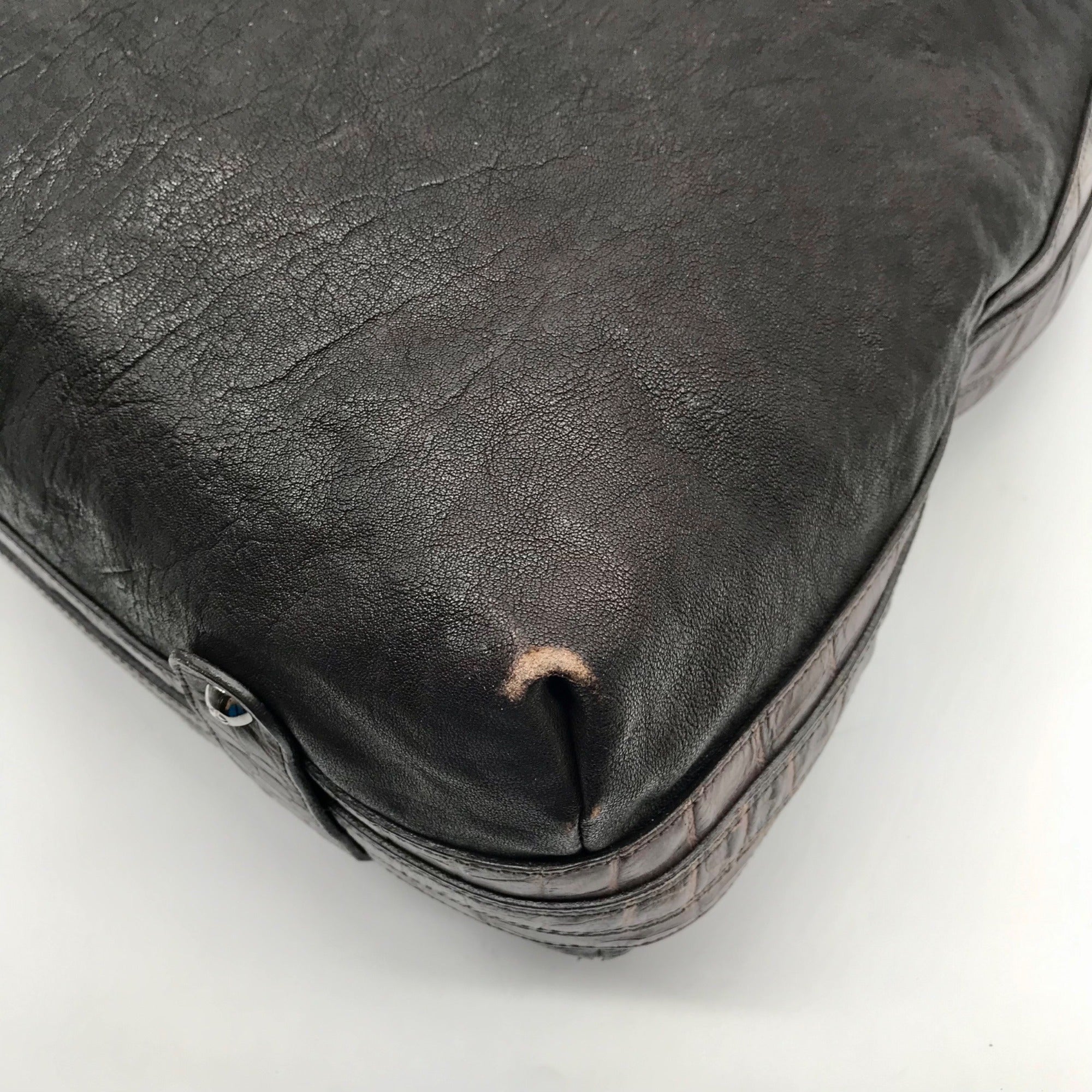 Giorgio Armani Dark Brown Leather Hobo Bag