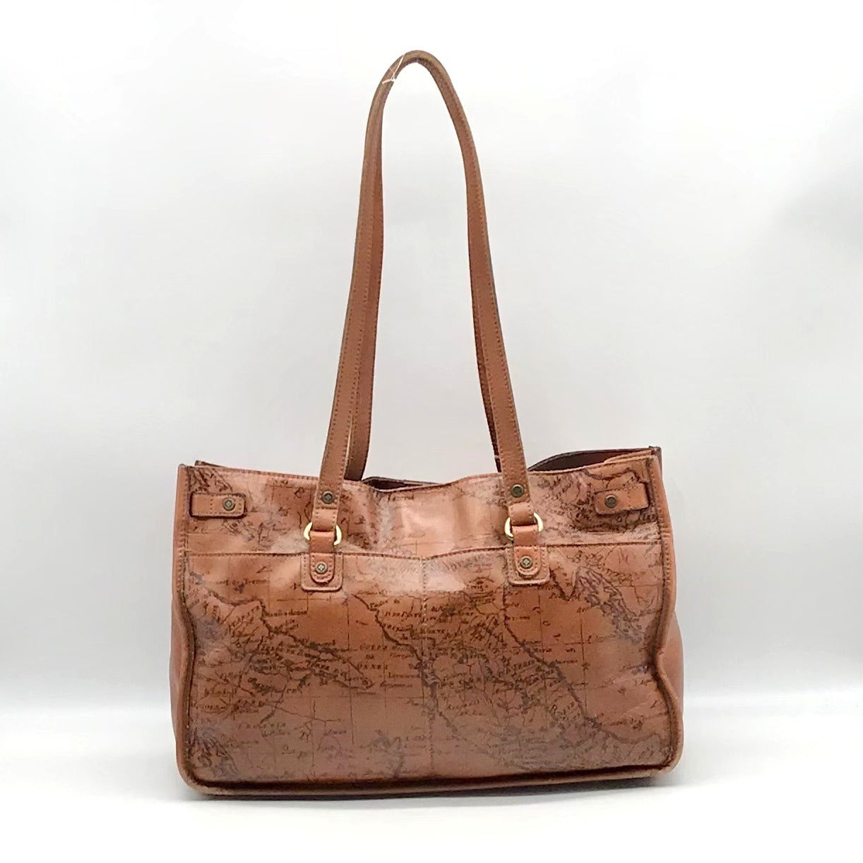 Patricia Nash Brown Leather Map Print Tote And Wallet
