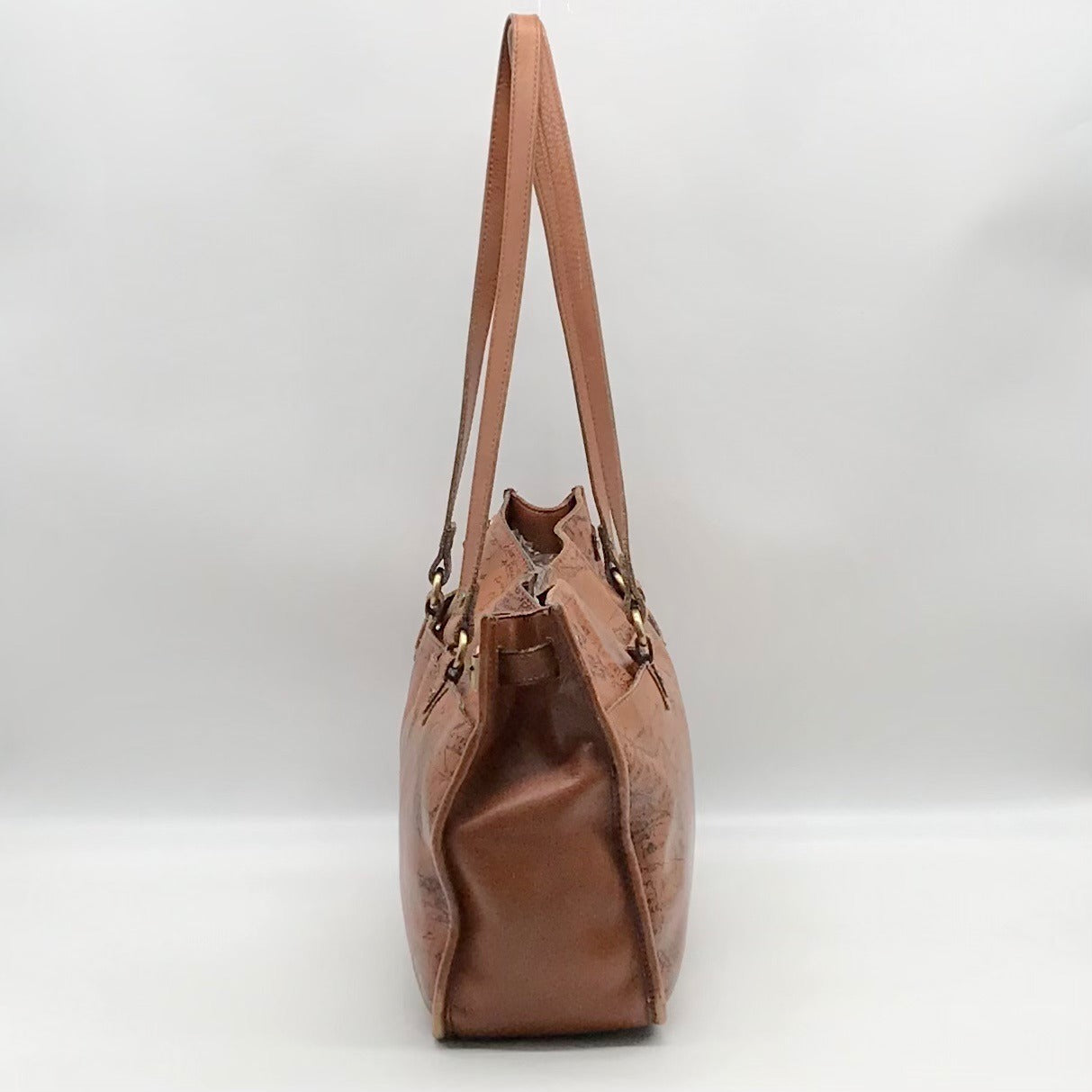 Patricia Nash Brown Leather Map Print Tote And Wallet
