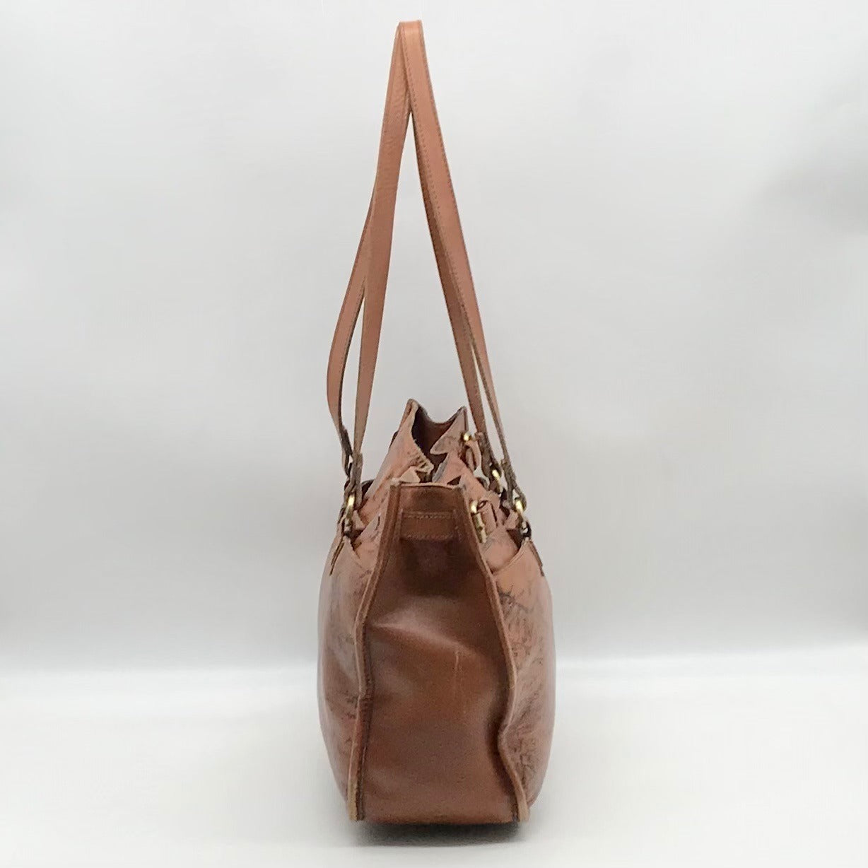 Patricia Nash Brown Leather Map Print Tote And Wallet