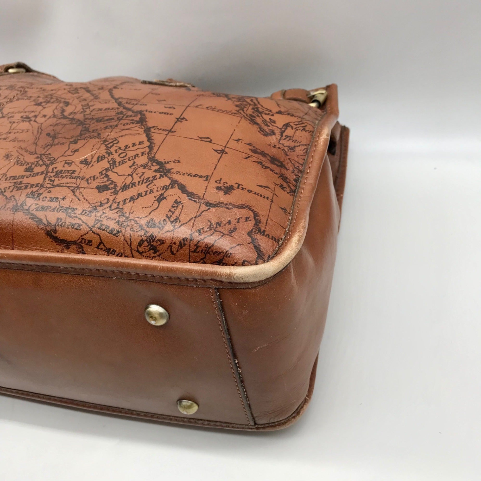 Patricia Nash Brown Leather Map Print Tote And Wallet