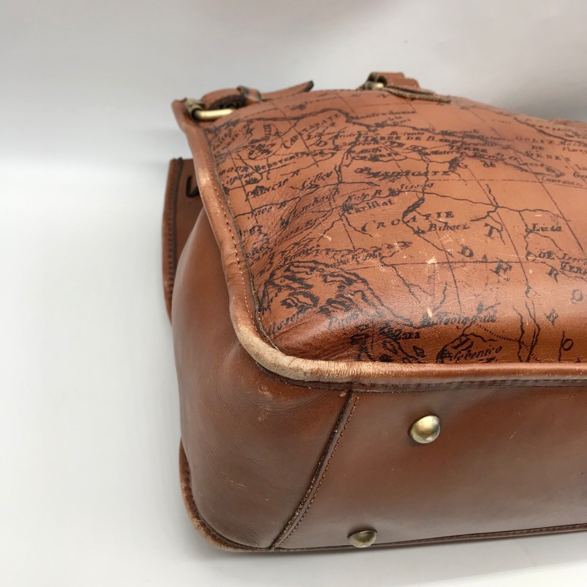 Patricia Nash Brown Leather Map Print Tote And Wallet