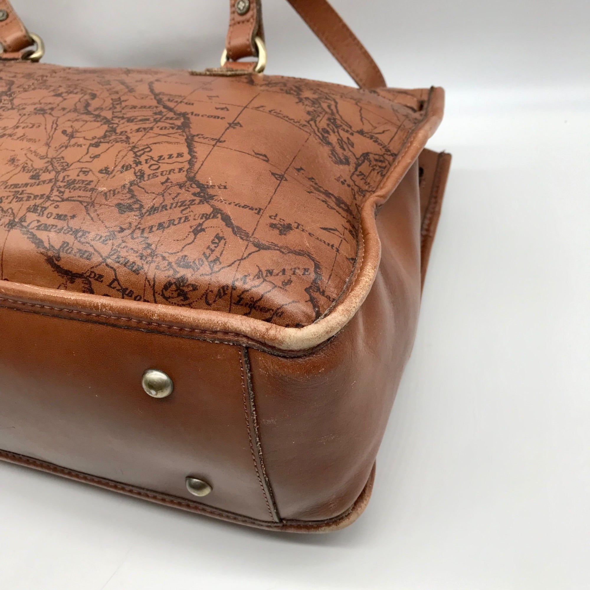 Patricia Nash Brown Leather Map Print Tote And Wallet