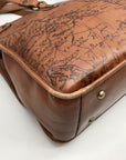 Patricia Nash Brown Leather Map Print Tote And Wallet