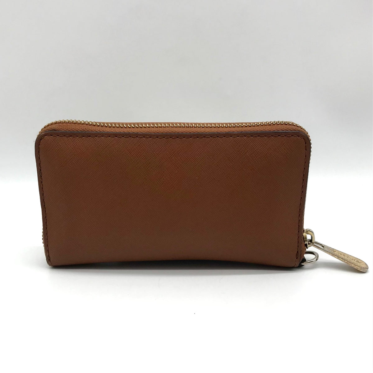 Michael Kors Brown Saffiano Leather Jet Set Zip Around Wallet
