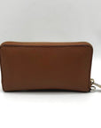 Michael Kors Brown Saffiano Leather Jet Set Zip Around Wallet