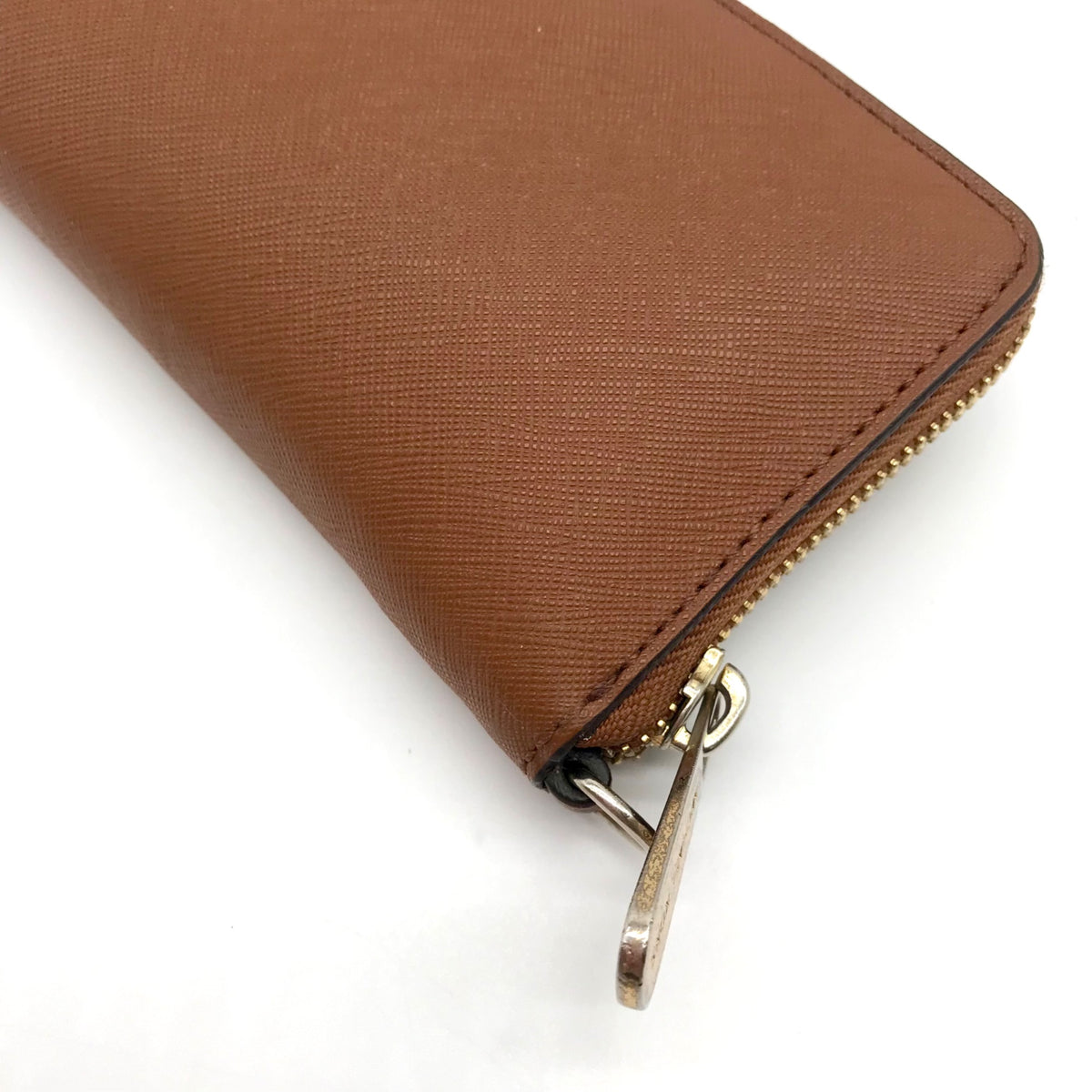 Michael Kors Brown Saffiano Leather Jet Set Zip Around Wallet