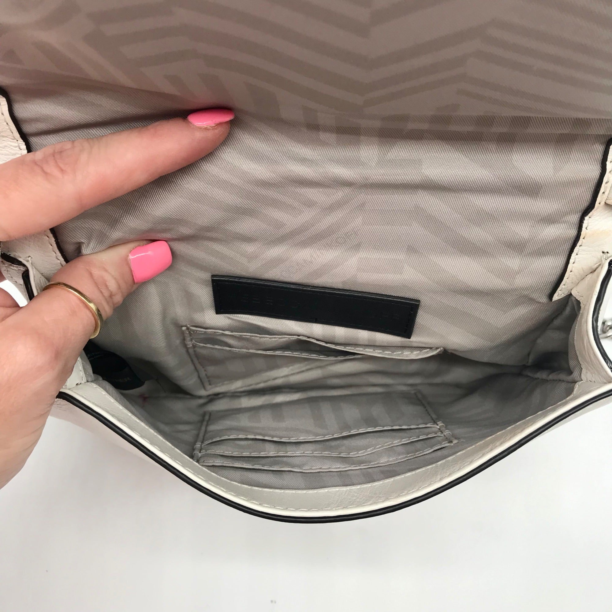 Rebecca Minkoff White Quilted Leather Chevron Love Crossbody