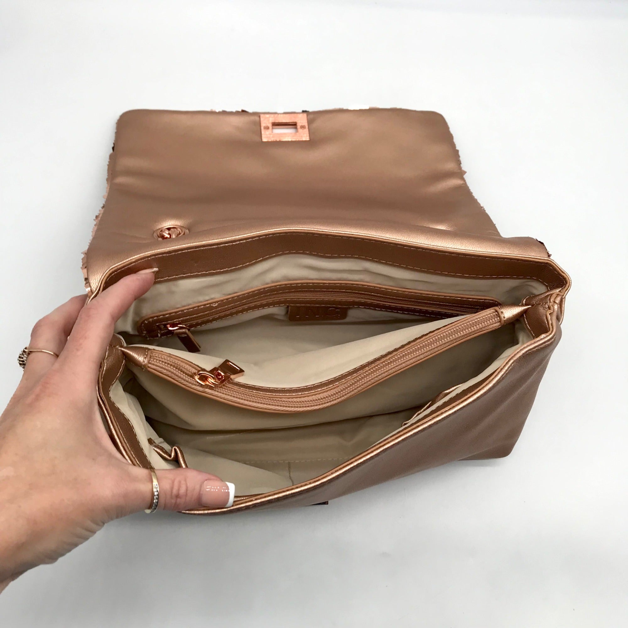 I.N.C. International Concepts Rose Gold Sequin Ajae Crossbody Bag