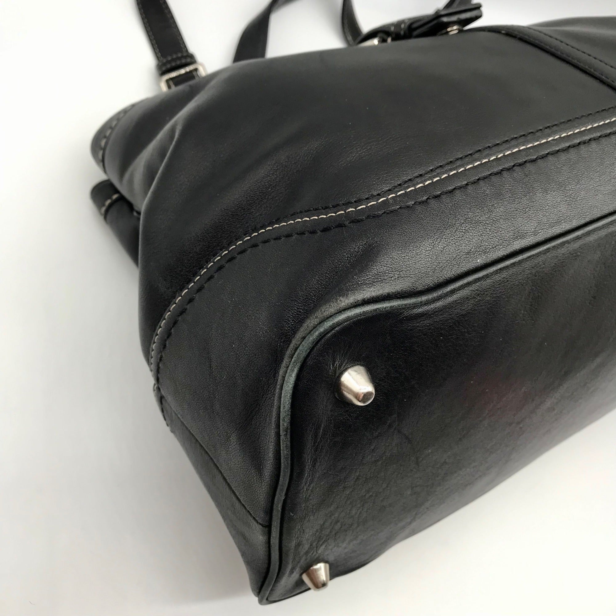 Coach Black Leather Hampton Carryall Satchel Bag F12608