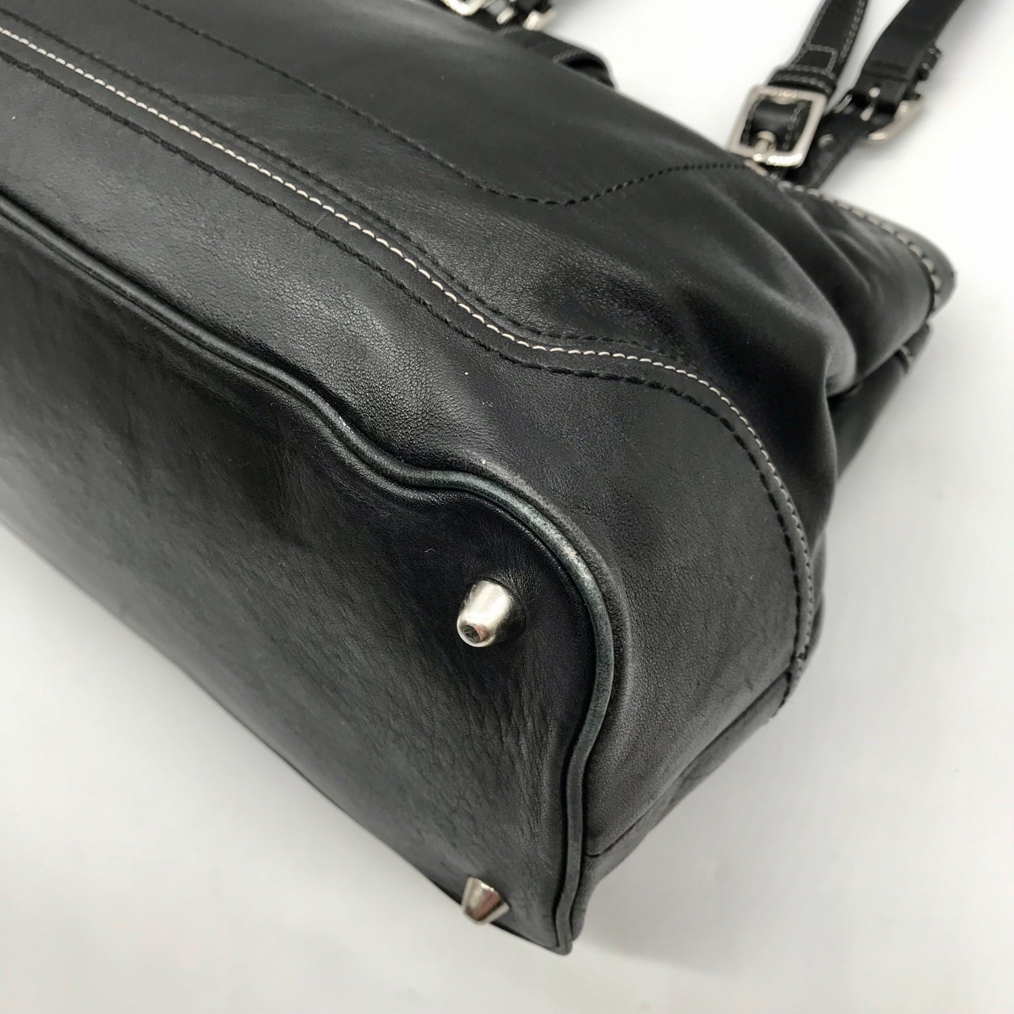 Coach Black Leather Hampton Carryall Satchel Bag F12608