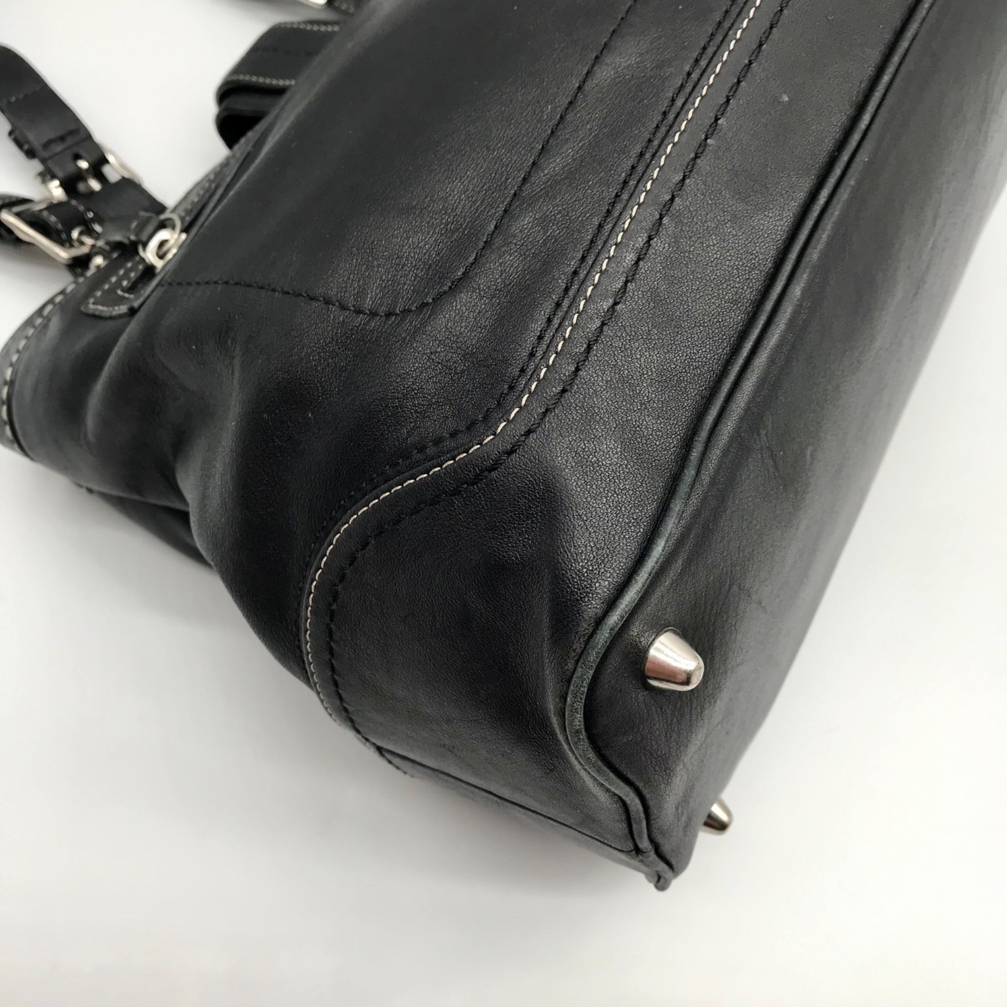 Coach Black Leather Hampton Carryall Satchel Bag F12608