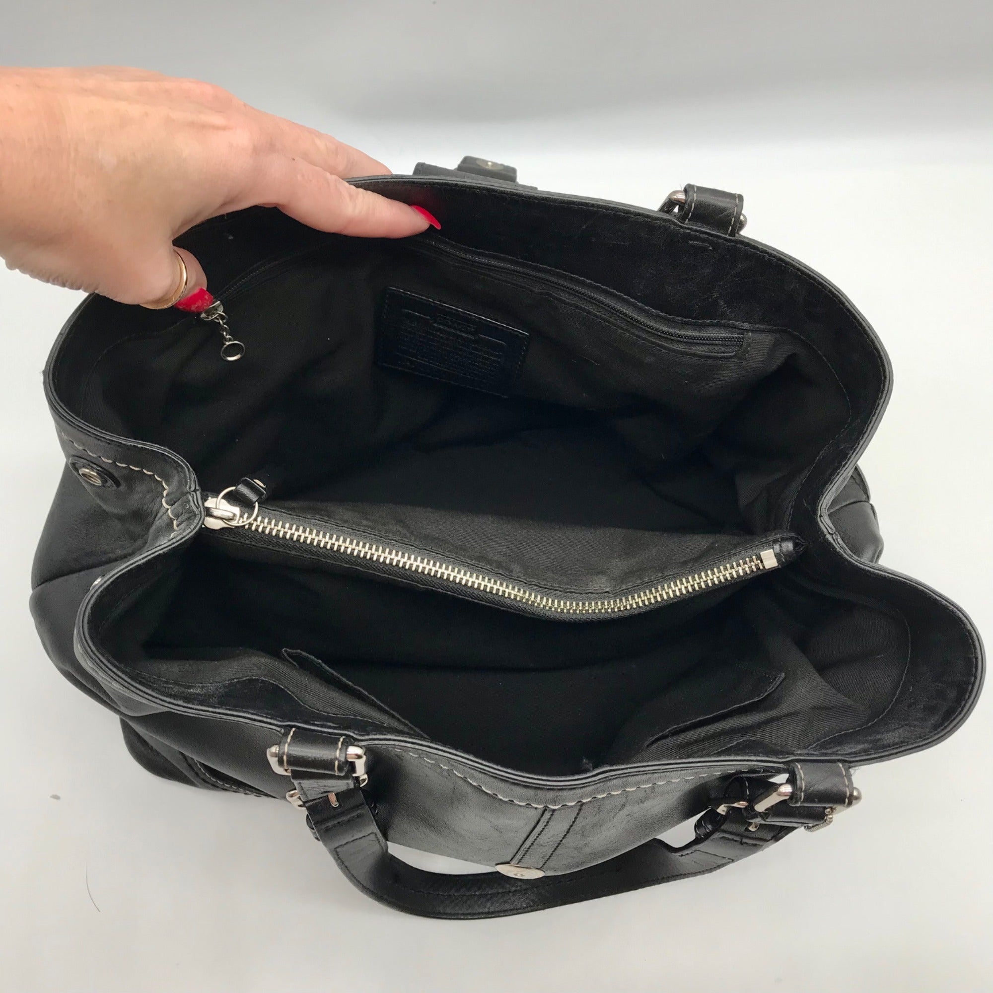 Coach Black Leather Hampton Carryall Satchel Bag F12608