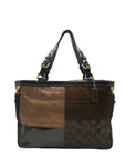 Coach Brown Signature Patchwork Canvas Satchel  J8F69