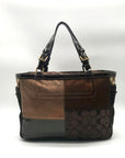 Coach Brown Signature Patchwork Canvas Satchel  J8F69