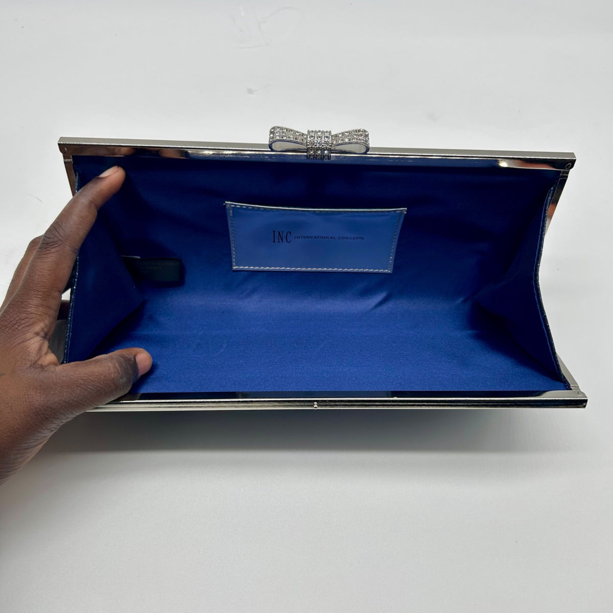 I.N.C. International Concepts Navy Blue Fabric Evening Clutch