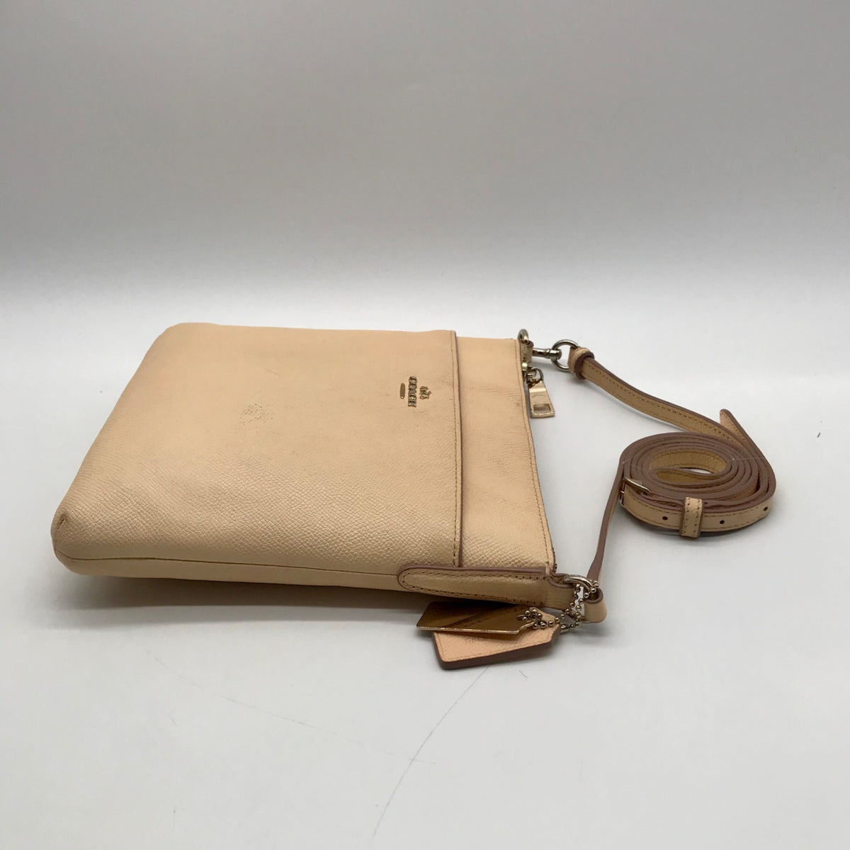 Coach Peach Pebbled Leather Kitt Crossbody Bag