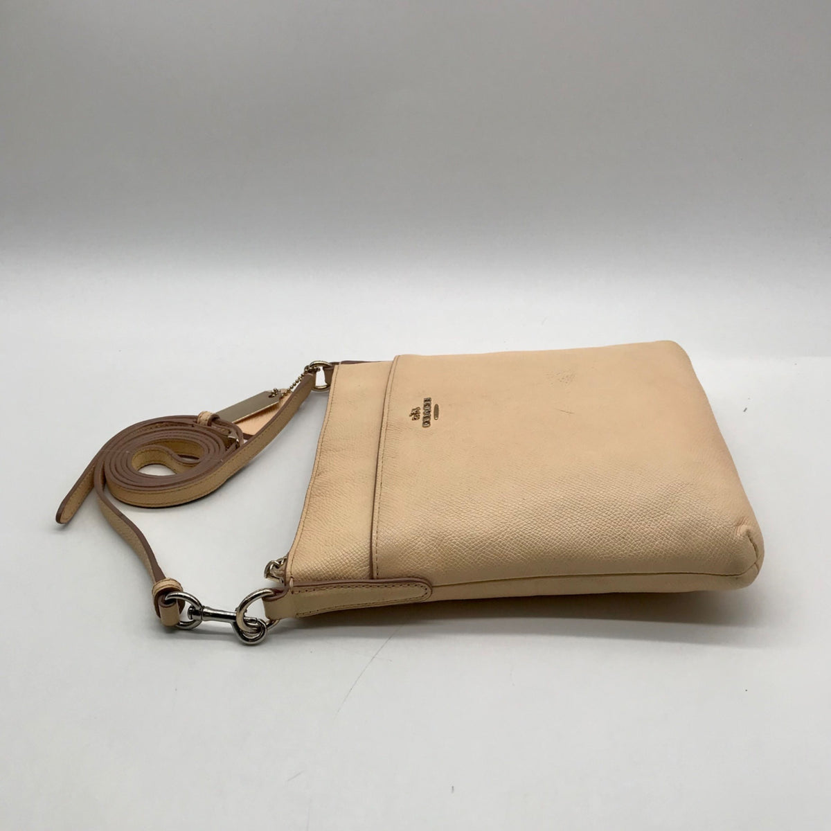 Coach Peach Pebbled Leather Kitt Crossbody Bag