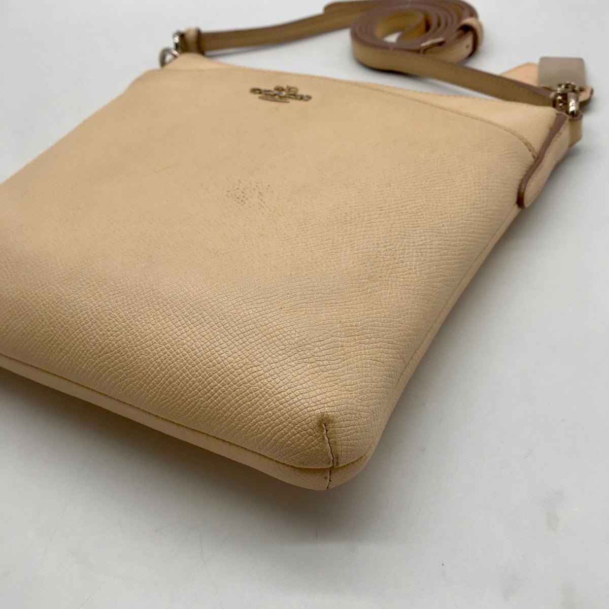 Coach Peach Pebbled Leather Kitt Crossbody Bag