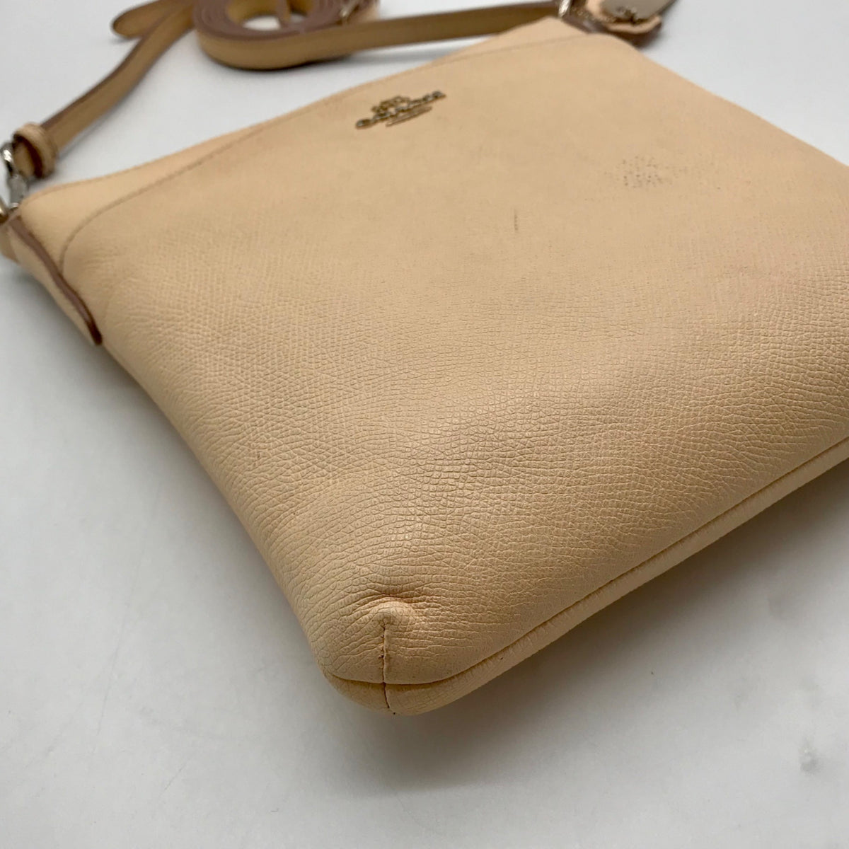 Coach Peach Pebbled Leather Kitt Crossbody Bag