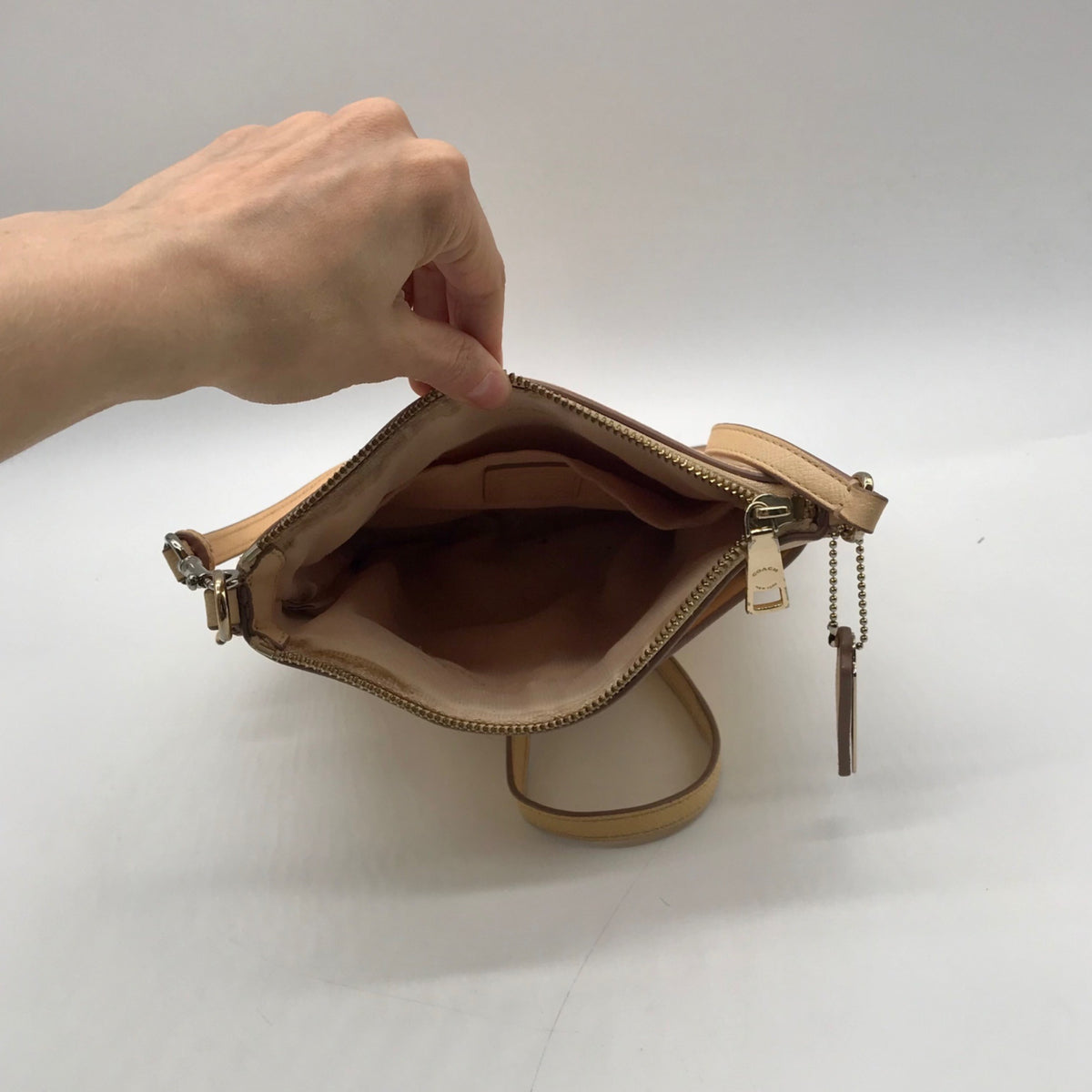 Coach Peach Pebbled Leather Kitt Crossbody Bag