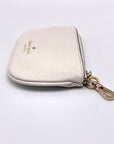 Kate Spade White Pebbled Leather Zip-Up Coin Purse