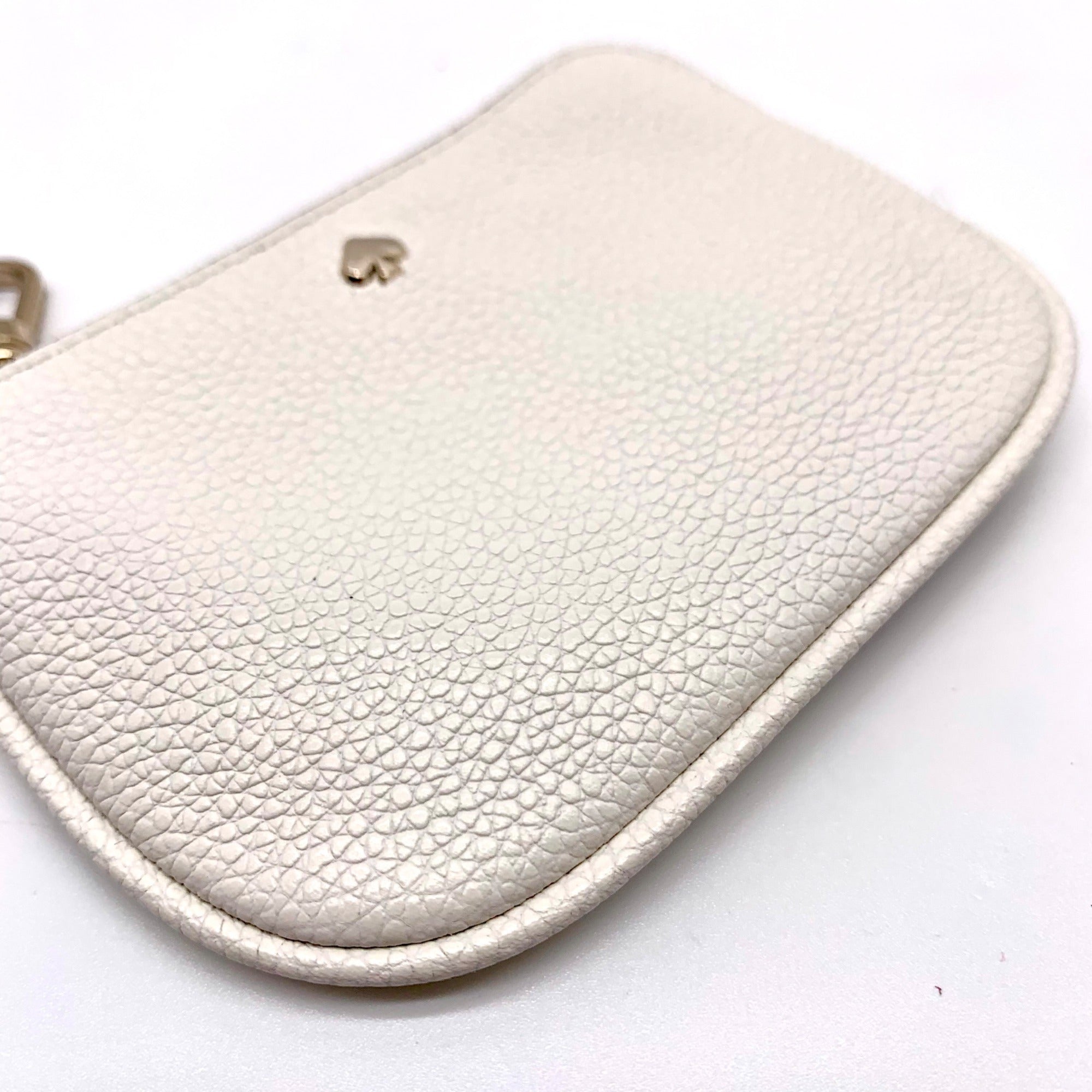 Kate Spade White Pebbled Leather Zip-Up Coin Purse