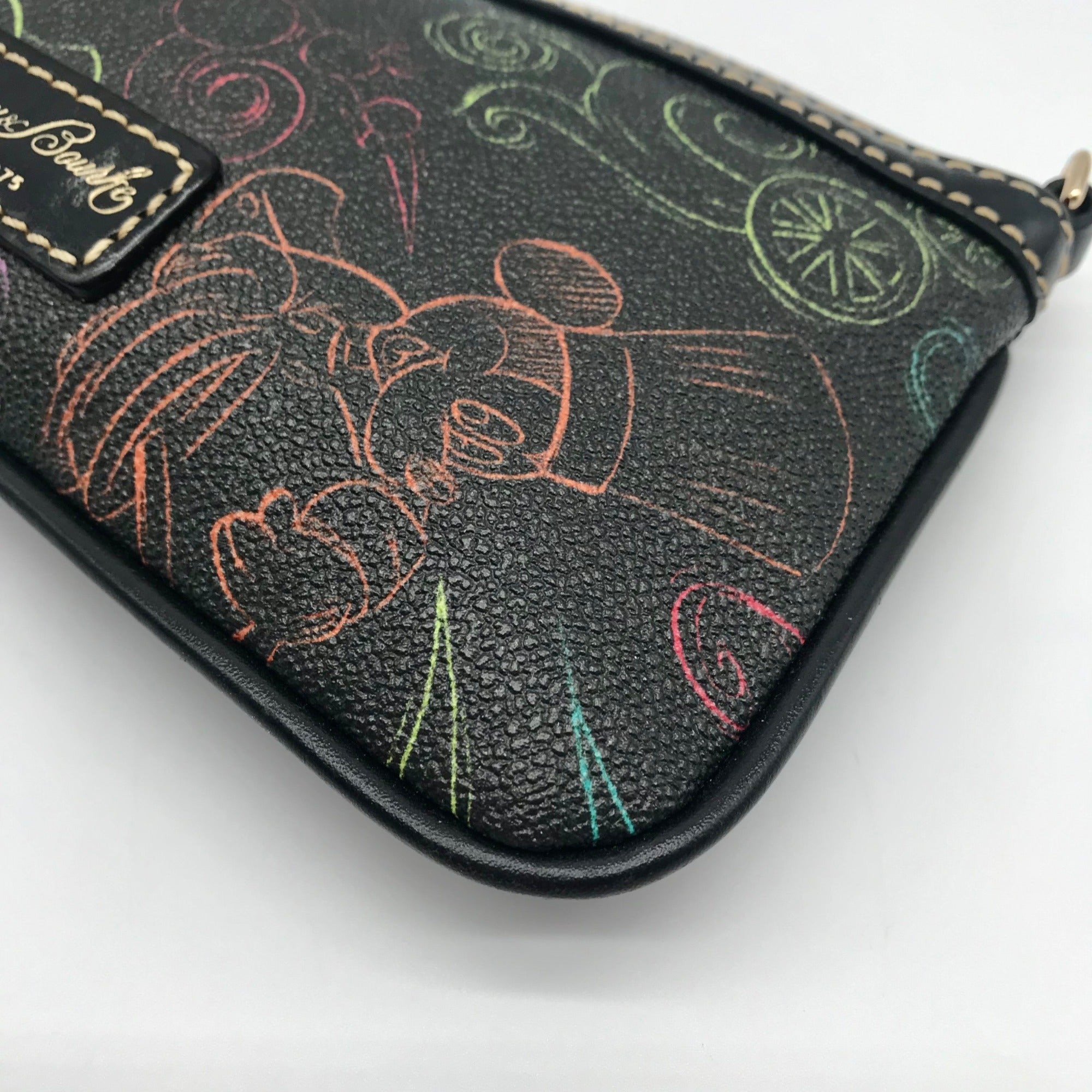 Dooney &amp; Bourke Black Coated Canvas Disney Chef Mickey Cuisine Wristlet