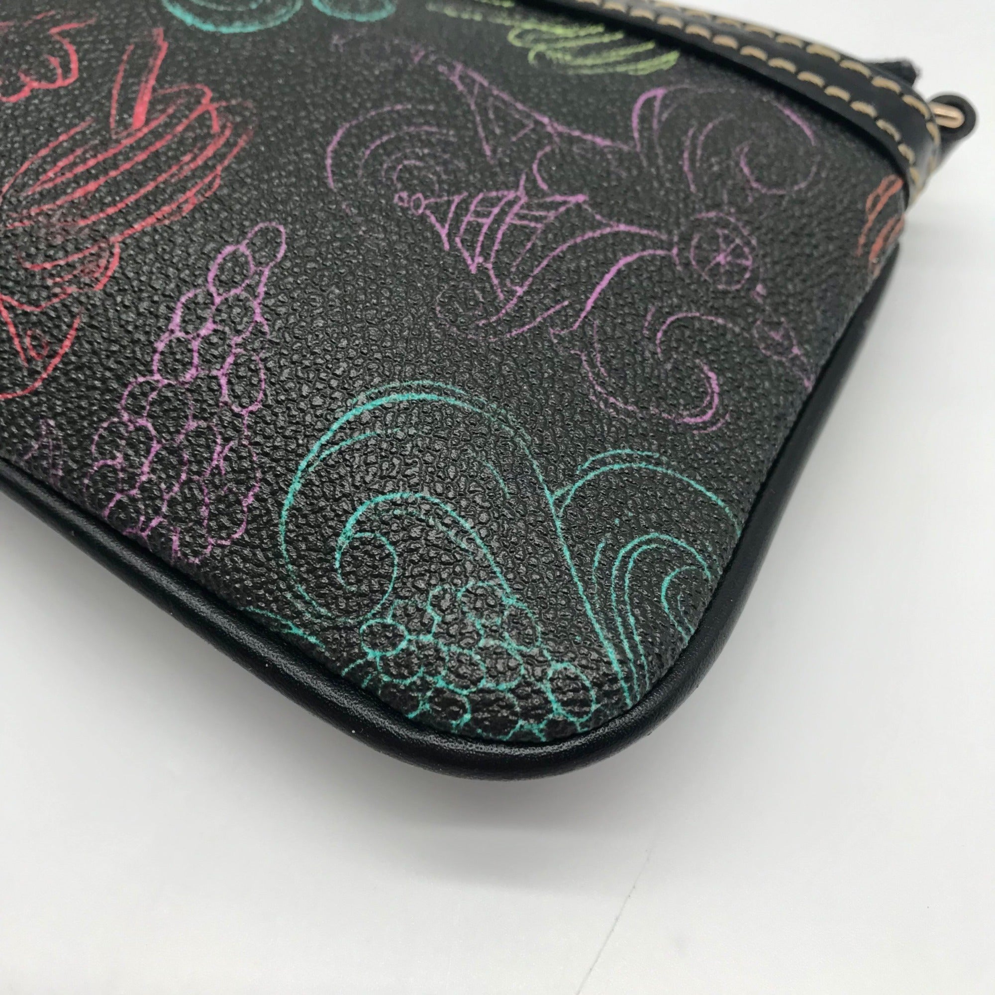Dooney &amp; Bourke Black Coated Canvas Disney Chef Mickey Cuisine Wristlet