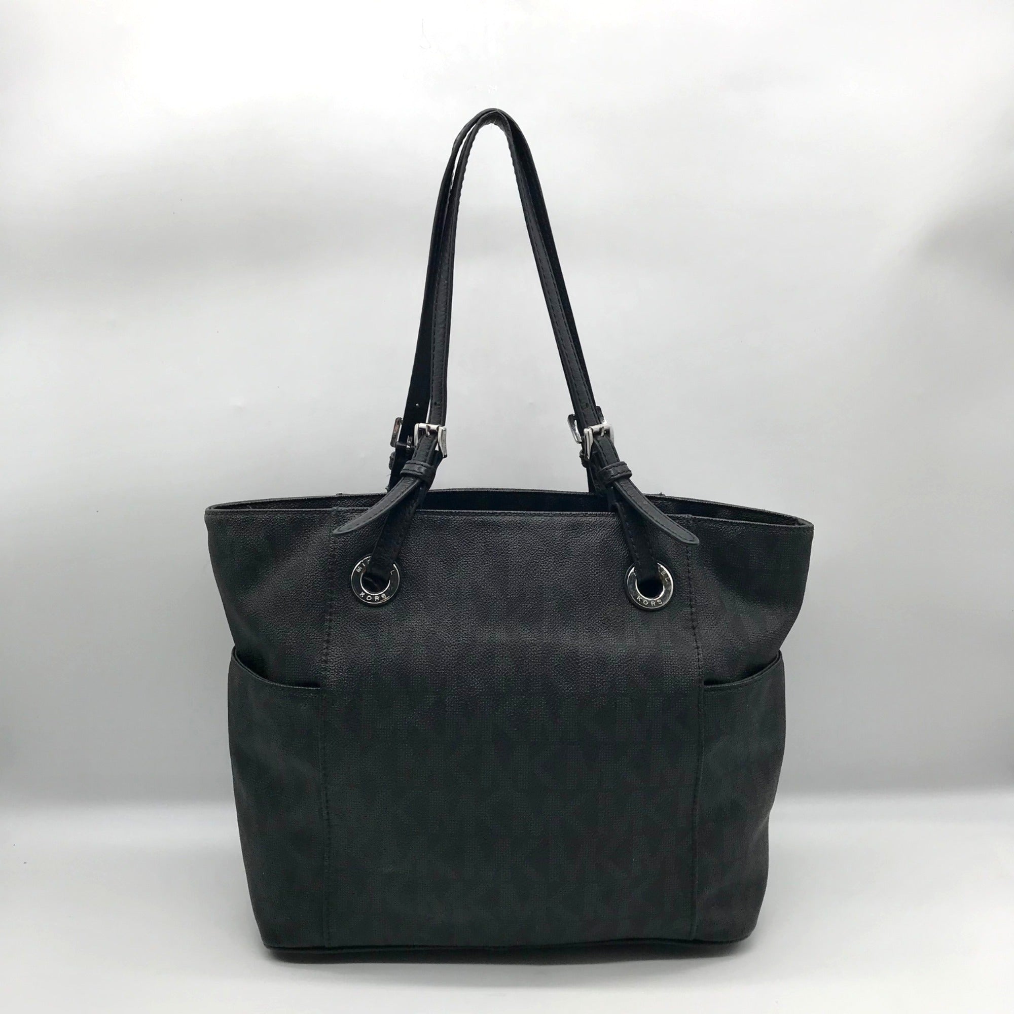 Michael Kors Black Signature Monogram Coated Canvas Tote Bag