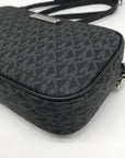 Michael Kors Jet Set East West Black Signature Coated Canvas Crossbody