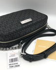 Michael Kors Jet Set East West Black Signature Coated Canvas Crossbody