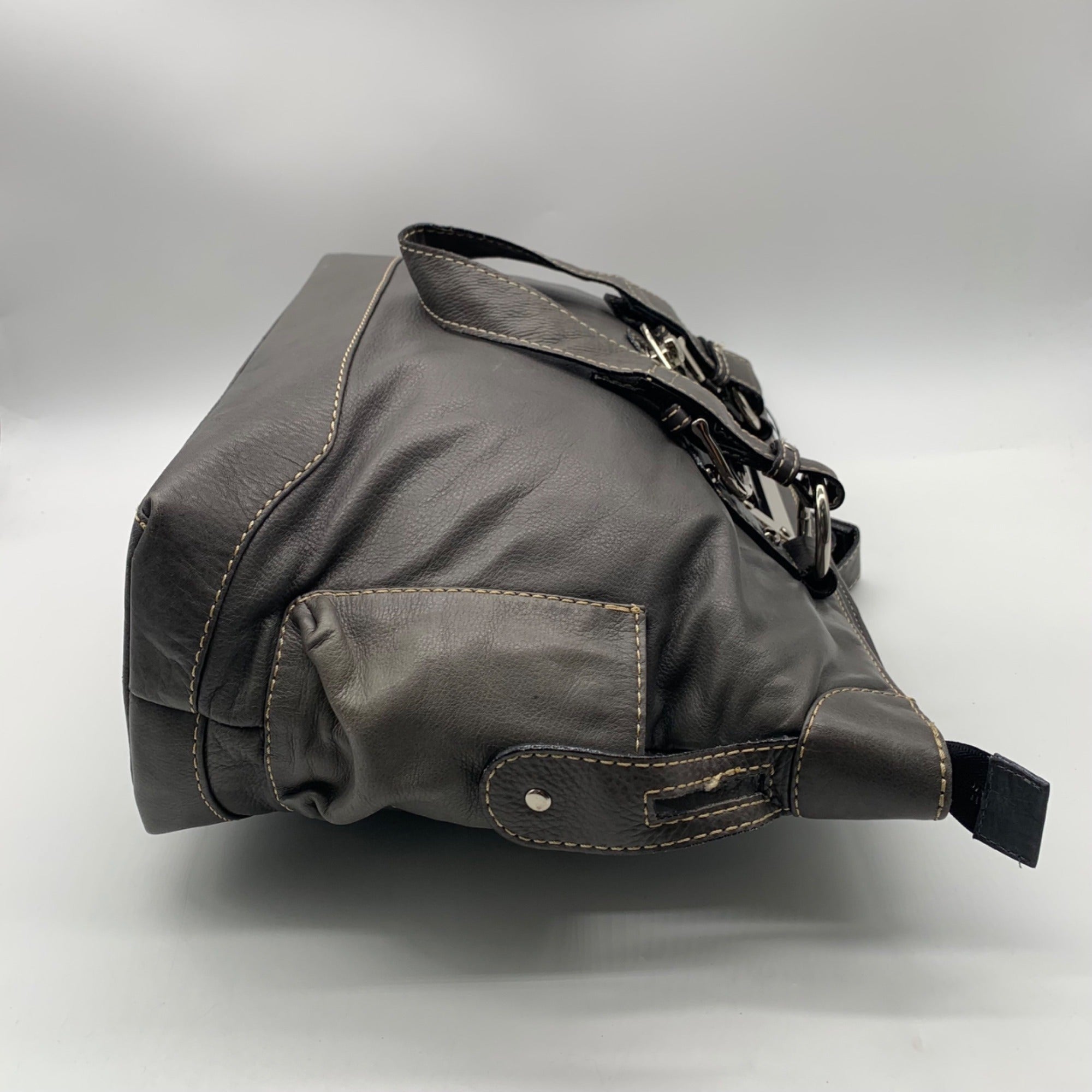 The Real Mccoy Gray Pebbled Leather Tote Bag