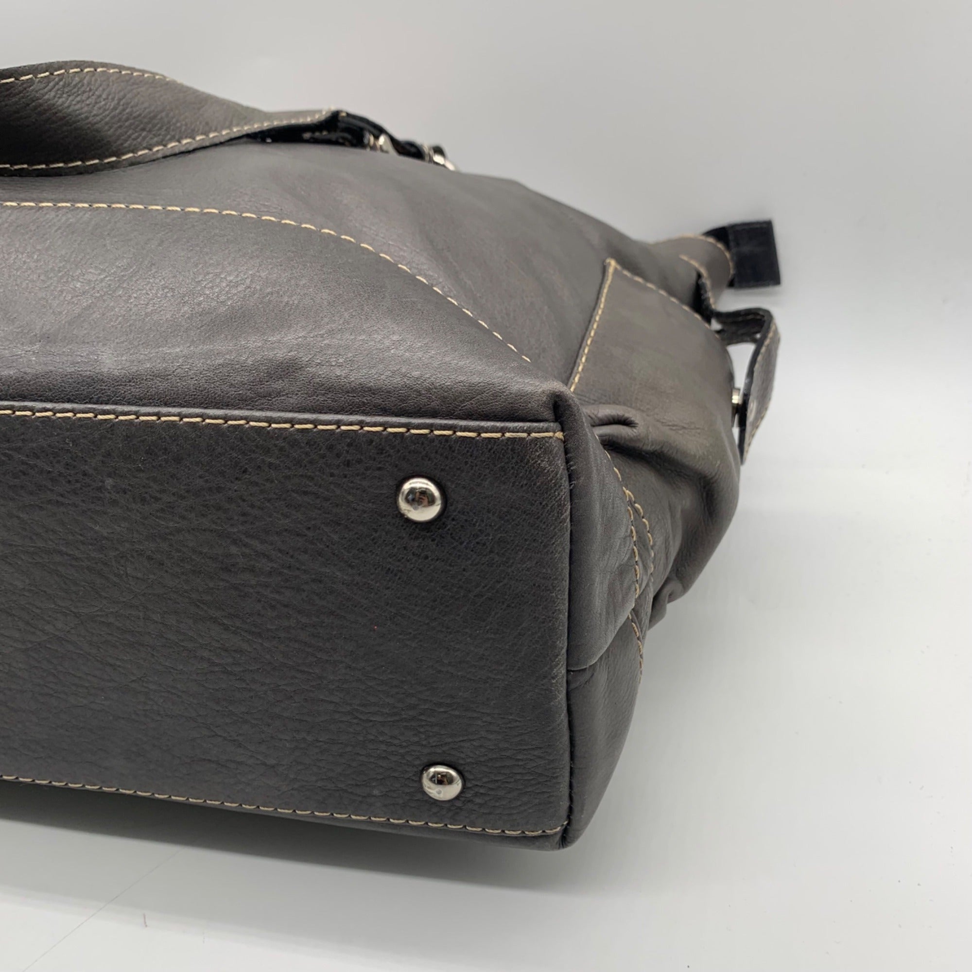 The Real Mccoy Gray Pebbled Leather Tote Bag