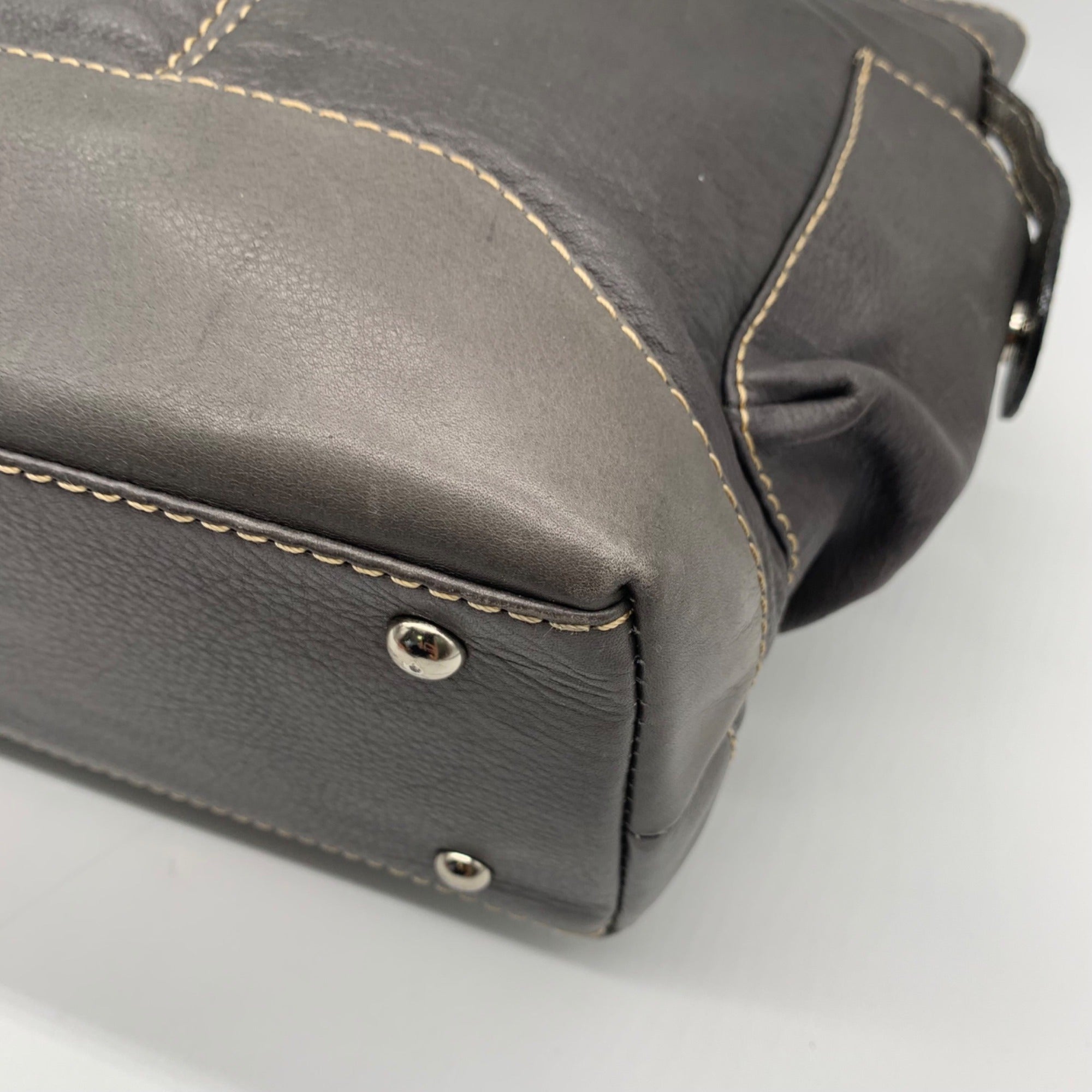 The Real Mccoy Gray Pebbled Leather Tote Bag
