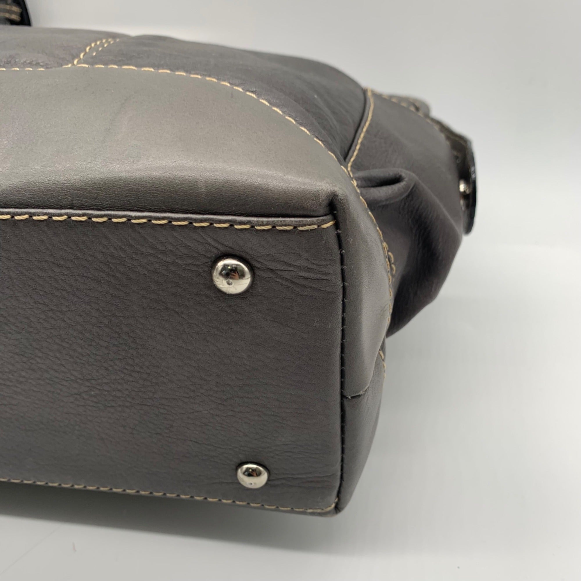 The Real Mccoy Gray Pebbled Leather Tote Bag
