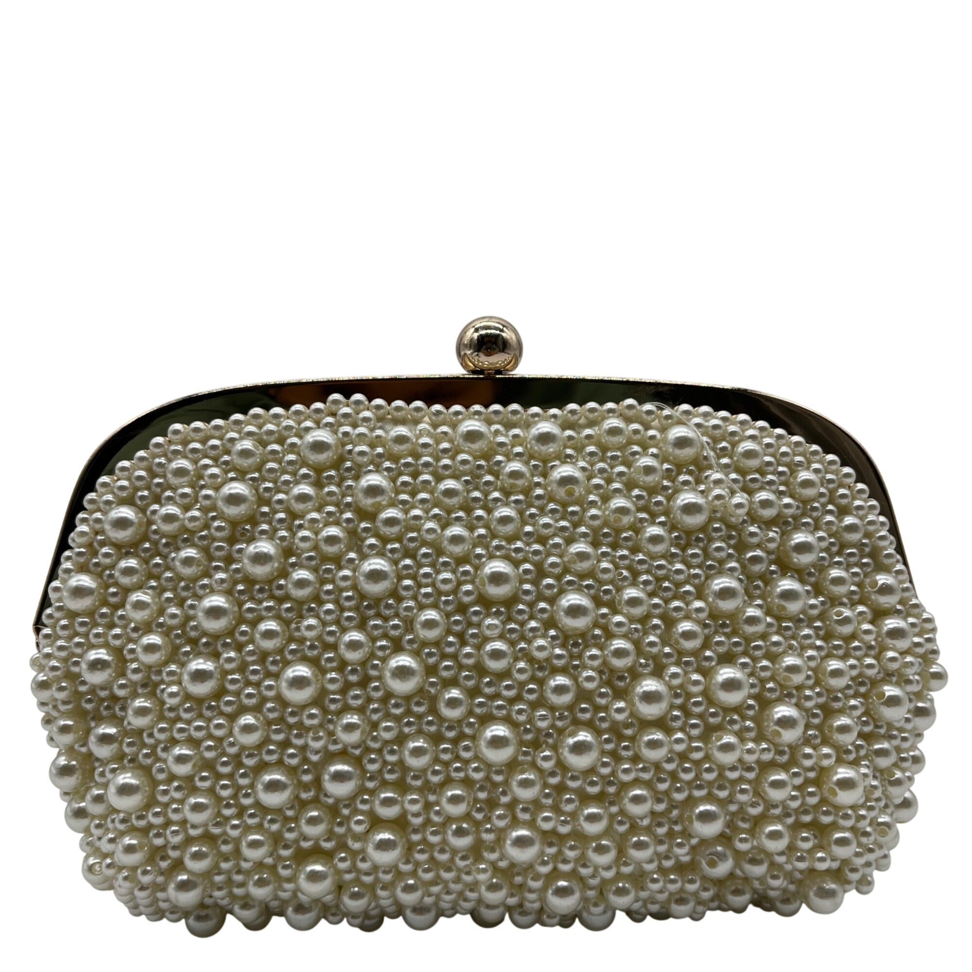 I.N.C. International Concepts Ivory Satin All Over Pearl Clutch