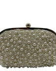 I.N.C. International Concepts Ivory Satin All Over Pearl Clutch