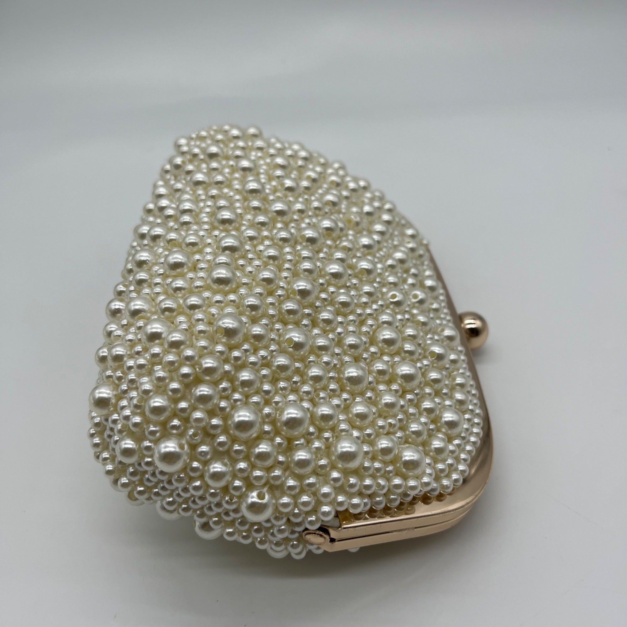 I.N.C. International Concepts Ivory Satin All Over Pearl Clutch