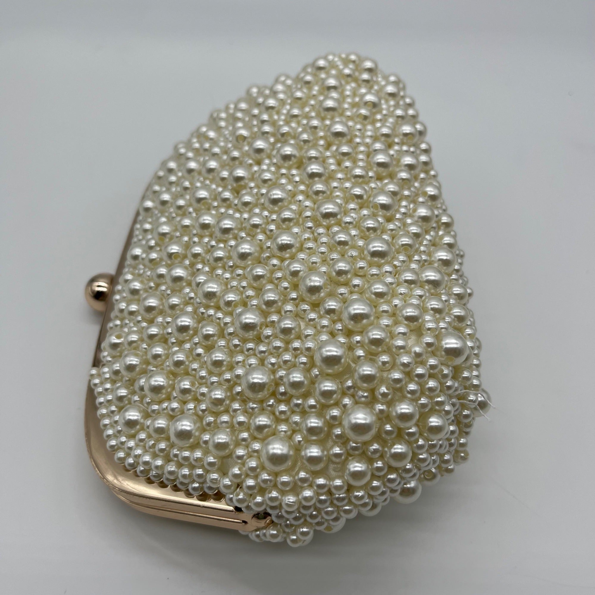 I.N.C. International Concepts Ivory Satin All Over Pearl Clutch